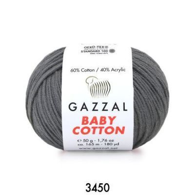 GAZZAL  BABY COTTON   3450  - 60% Хлопок, 40% Акрил 50 г/165 м